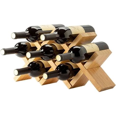 Casier à Vin en Bois Étagère à Vin en Bambou Emplacements Range