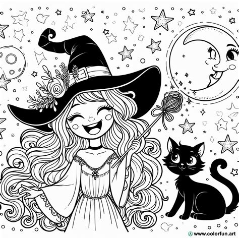 Halloween Adult Coloring Page Witch Download Or Print For Free