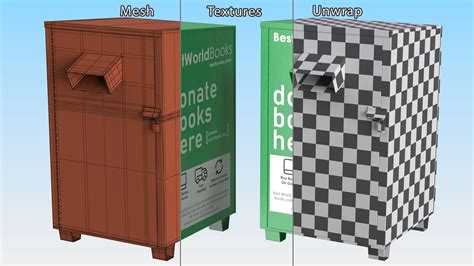 Book Donation Box Green 3d Model 24 3ds Blend C4d Fbx Max Ma