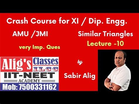 Crash Course For Xi Dip Engg For Amu Jmi Mathe Similar Triangle