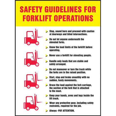 Forklift Safety Poster Safety Guidelines For Forklift Operations W Bullet List