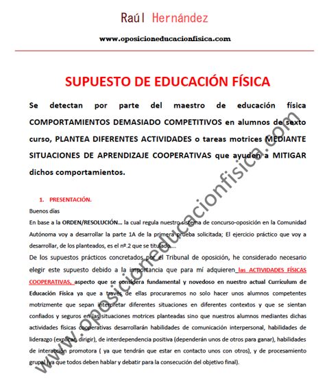 Supuestos Prácticos de Educación Física de Primaria