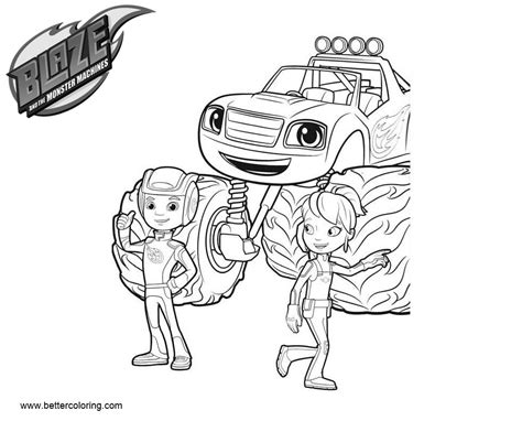 Blaze and the Monster Machines Coloring Pages Blaze Gabby and Aj - Free Printable Coloring Pages