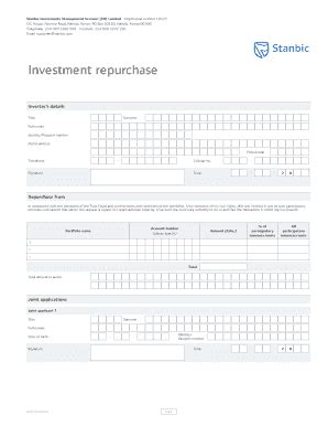 Fillable Online Investment Repurchase Stanlib Fax Email Print Pdffiller