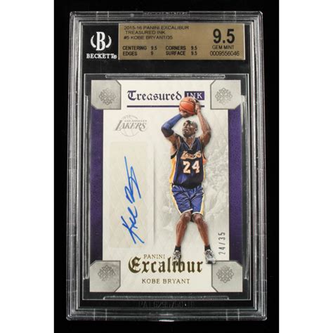 Kobe Bryant 2015 16 Panini Excalibur Treasured Ink 5 24 35 BGS 9 5