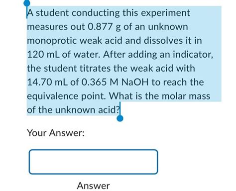 Solved A Student Conducting This Experiment Measures Out Chegg