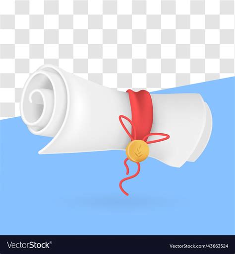 Cute Cartoon Scroll Paper Diploma With Ribbon Vector Image