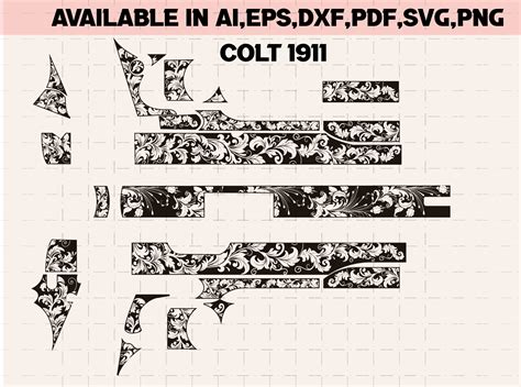 Colt 1911 Engraving Design Colt 1911 Svgdxf Svg Cut Fil Inspire