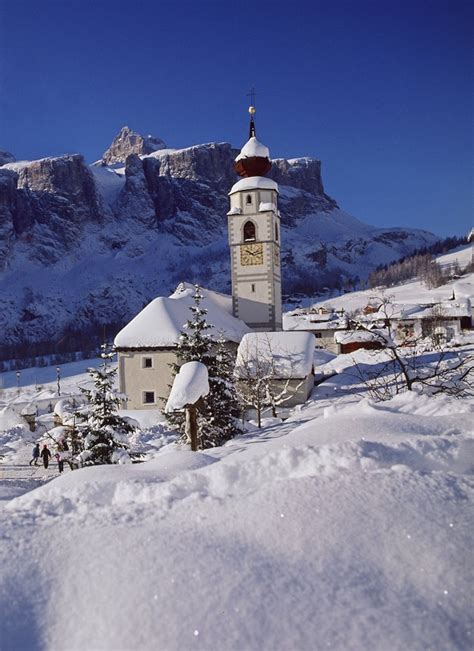 Colfosco Church Alta Badia Skier Basilicata Winter Is Here