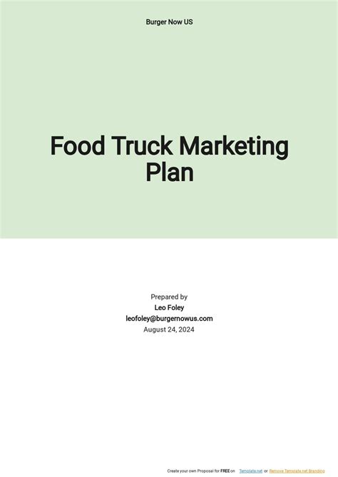 Food Truck Business Plan Template Word