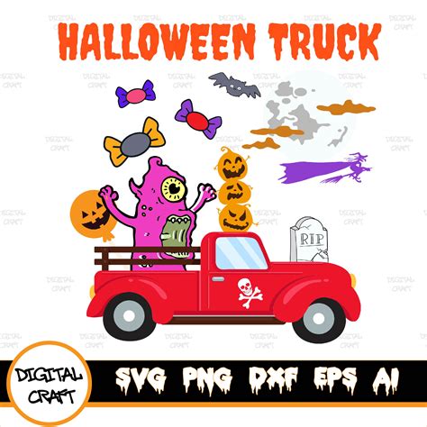 Halloween Truck SVG Spooky Monster Boo Halloween Truck Png Inspire