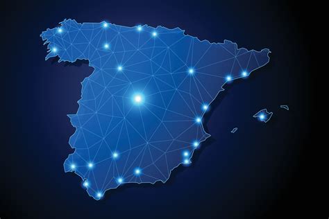 Spain Country Shape With Lines Connecting Major Cities 35341188