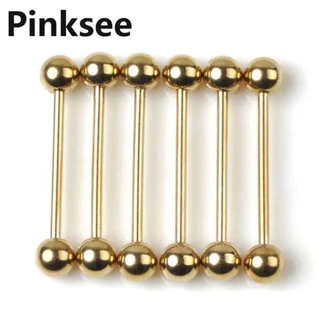 Pcs Lots Body Jewelry Fake Lip Labret Tongue Barbell Ring Gold