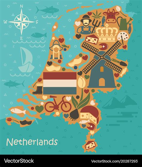 Stylized Map Netherlands Royalty Free Vector Image