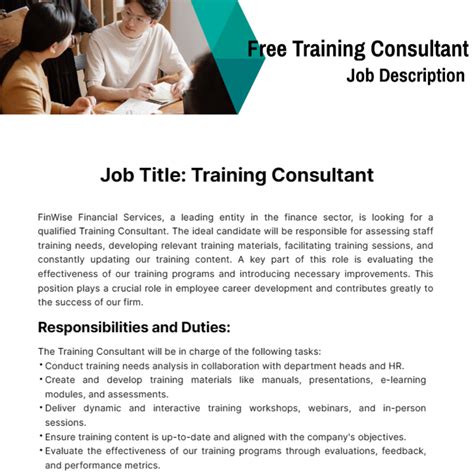 Free Training Consultant Job Description Template Edit Online