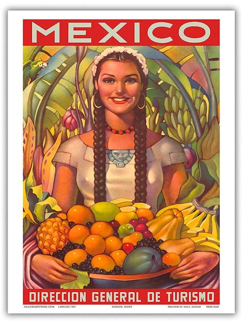 Mexico Senorita With Fruit Bowl Vintage Travel Poster By Jorge