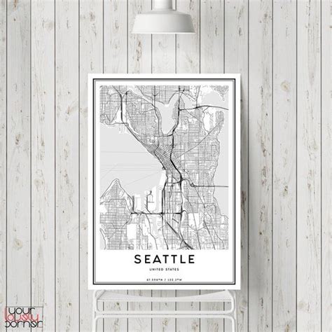 Seattle Map Print Seattle City Map Wall Art Seattle Map | Etsy | City map wall art, Seattle map ...