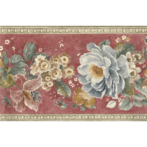 Palace Gardens Floral Terracotta 10 Metre Vinyl Border Fine Decor