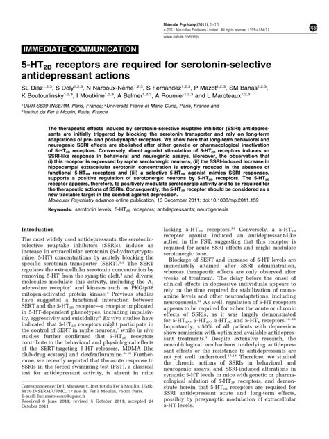 Pdf Ht B Receptors Are Required For Serotonin Selective