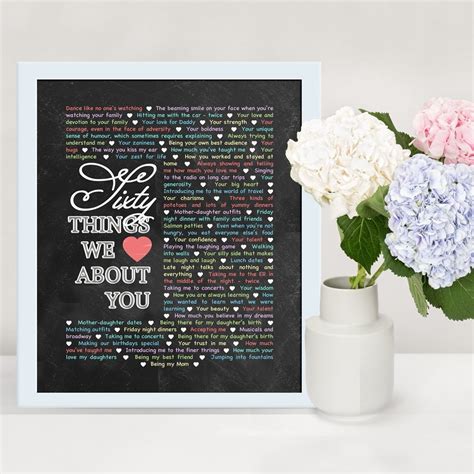 Things We Love About You Chalkboard Edition Th Birthday Gift