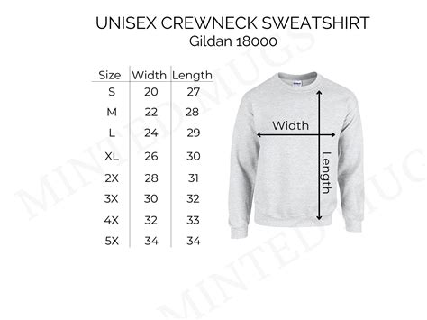 Gildan Sweatshirt Size Chart Gildan 18000 Size Chart Etsy