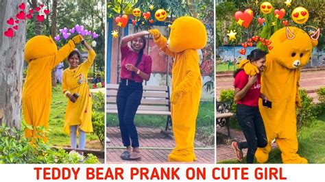 🤣🤣funny Prank Teddy Bear With Cute Girls In Public Park 😂😂 Teddy Bear