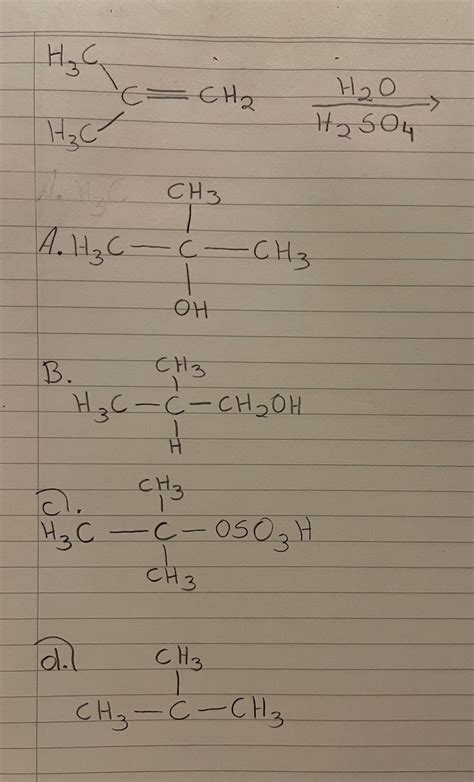 Solved Н H₂C С CH2 H₂O 11250 H₃C C CH3 A H C c СН3 Chegg