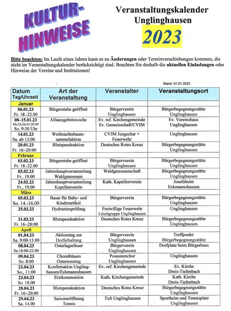 Veranstaltungskalender Unglinghausen De