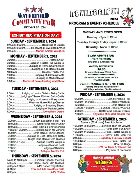 Schedule Waterford Fair