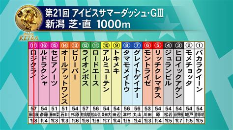 フジテレビ競馬 On Twitter 【みんなのkeiba 7月25日日午後3時】 第21回 アイビスsd・gⅢ 新潟 芝・直