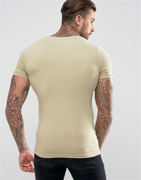 Lyst Asos Extreme Muscle Fit T Shirt With Scoop Neck In Natural For Men