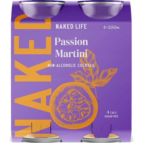 Naked Life Passion Martini Non Alcoholic Cocktail 250ml X 4 Pack Woolworths