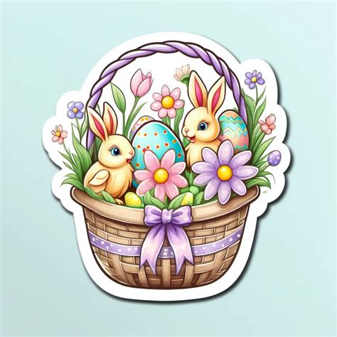 Whimsical Easter Scene With Cartoon Characters And Pastel Decorations