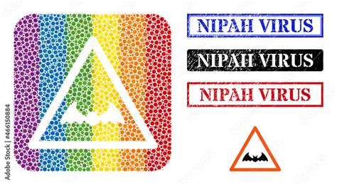 Dot Mosaic Bat Warning Stencil Pictogram For LGBT And Grunge NIPAH