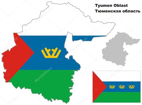 Outline map of Tyumen Oblast with flag Stock Vector Image by ©rorius ...