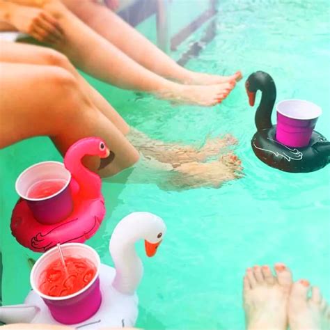 Rooxin Portavasos Inflable Con Forma De Cisne Posavasos Flotante Para