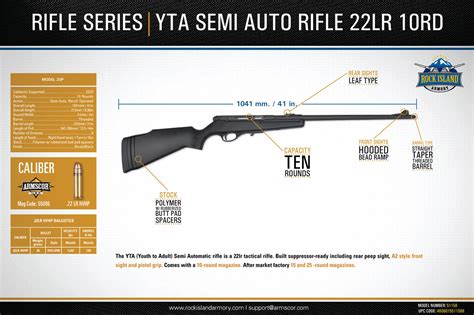 Rock Island 51158 YTA Semi Auot 22 LR 10 1 18 13 Threaded Barrel