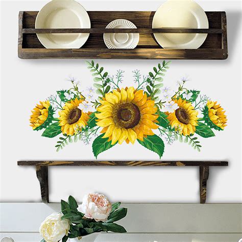 3d Sunflower Wall Stickers Flowers Diy Art Removable Peel Stick Wall