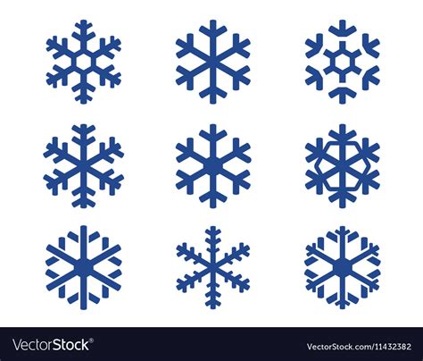 Snowflake Blue Icons Set Royalty Free Vector Image