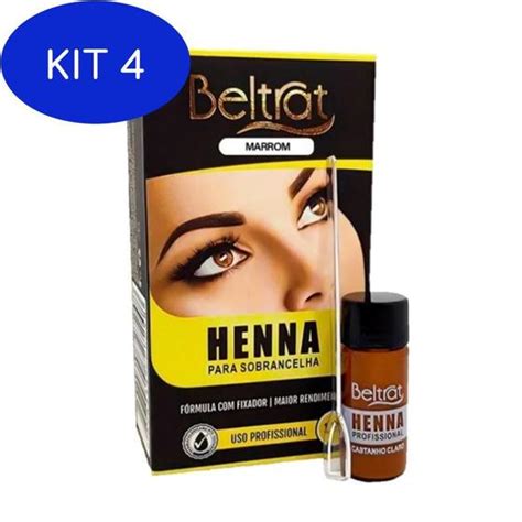 Kit Henna Para Sobrancelha Beltrat G Marrom Tinta E Henna Para