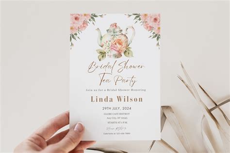 Tea Party Bridal Shower Invitation Template Printable Bridal Tea