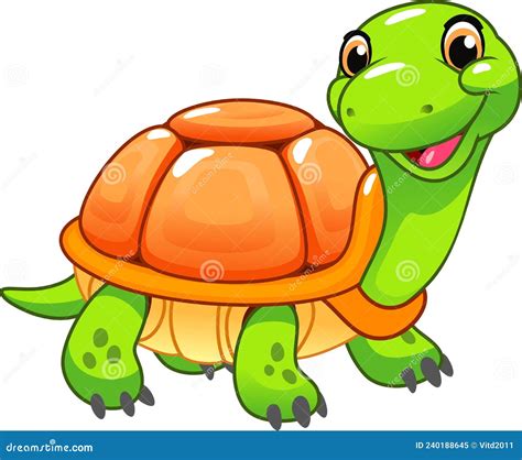 Animada Tortuga De Dibujos Animados Sobre Fondo Blanco Ilustración del