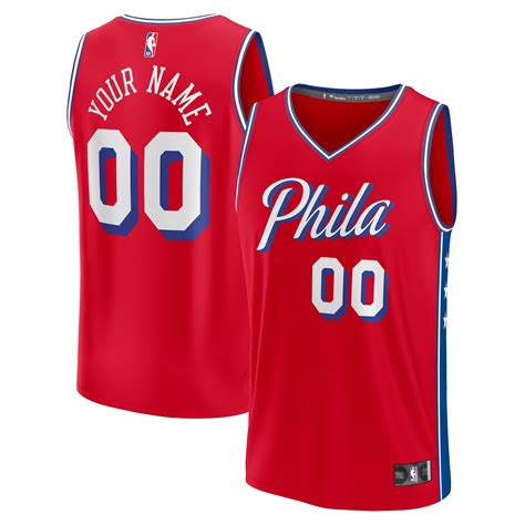 Youth Philadelphia 76ers Fanatics Red Fast Break Replica Custom Jersey Statement Edition