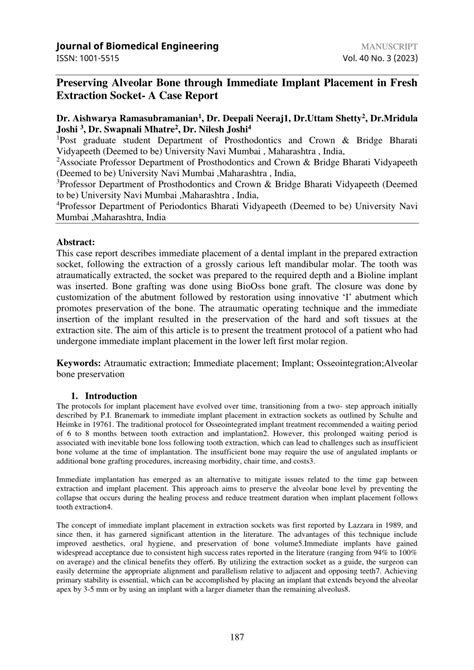 Pdf Journal Of Biomedical Engineering Preserving Alveolar Bone