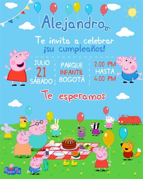 Invitación Digital Personalizada Peppa Pig Kit Imprimible 10 000 en