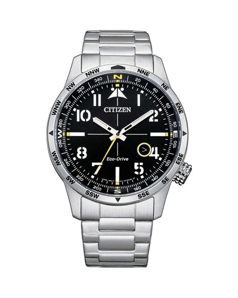 Citizen Orologio Uomo Aviator Eco Drive Quadrante Nero Cassa E