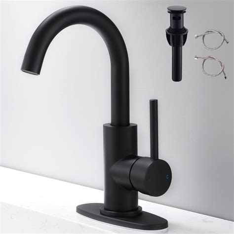 FROPO Black Bathroom Faucets | Matte Black Vanity Faucet with Pop-Up ...