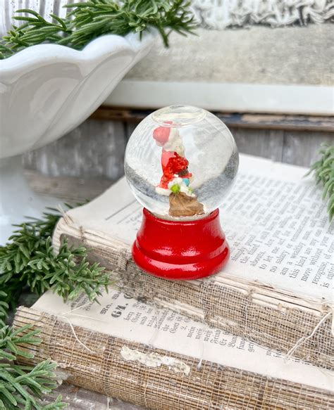 Vintage Christmas Snow Globe Santa with Presents Holiday Farmhouse Decor Snowglobe