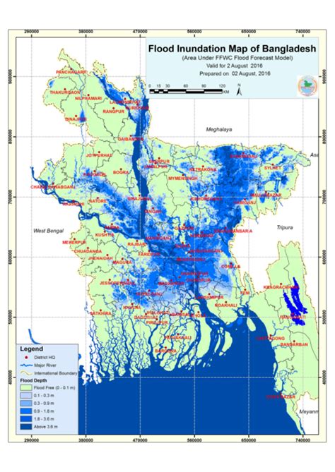 Flood Inundation Map Of Bangladesh 02 August 2016 Bangladesh