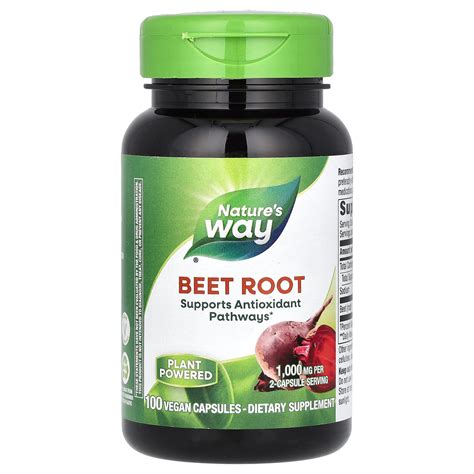 Natures Way Beet Root 1000 Mg 100 Vegan Capsules 500 Mg Per Capsule